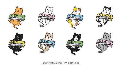 cat vector keyboard musician icon kitten turntable calico music neko pet cartoon character munchkin illustration symbol clip art isolated design