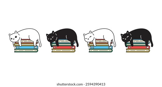 cat vector kitten book calico sleeping icon logo symbol pet cartoon character illustration doodle design isolated clip art