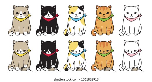 cat vector kitten calico black icon logo character cartoon mouse rat ginger illustration doodle symbol graphic