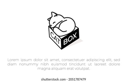 símbolo del logotipo del kitten del vector del gato símbolo de la caja de calico caricatura ilustración del personaje doodle diseño