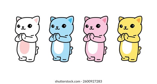 cat vector kitten calico hello sawaddee icon smiling face logo symbol pet cartoon character illustration doodle design isolated clip art