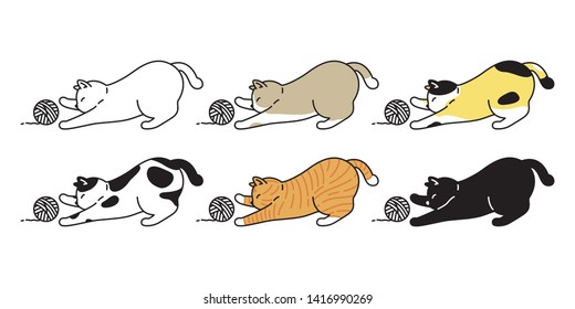 cat vector kitten calico icon yarn ball logo symbol cartoon character illustration doodle design
