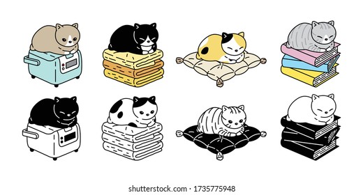 cat vector kitten calico icon logo book pillow towel rice cooker symbol character cartoon doodle illustration design