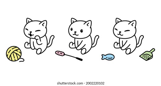 cat vector kitten calico icon pet toy yarn ball breed character cartoon doodle symbol illustratio design