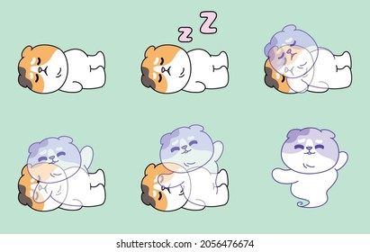 cat vector kitten calico icon logo sleeping pillow symbol cartoon character doodle illustration design