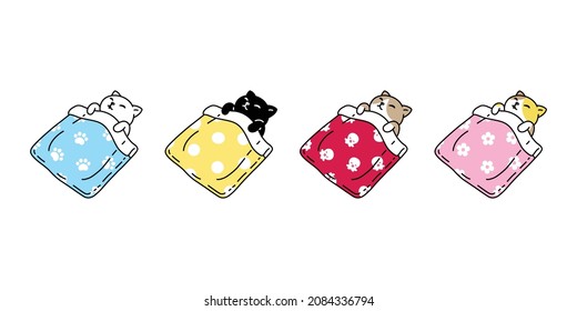 cat vector kitten calico icon sleeping blanket pet breed cartoon character doodle illustration symbol design