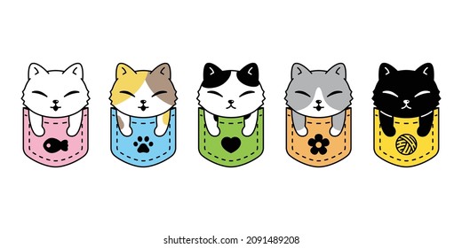 cat vector kitten calico icon pocket pet breed character cartoon neko doodle illustration symbol design