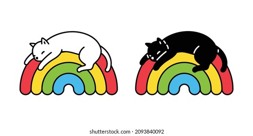 cat vector kitten calico icon rainbow sleeping pet breed character cartoon neko doodle illustration symbol design