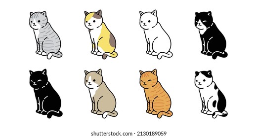 cat vector kitten calico icon logo sitting breed character cartoon symbol illustration doodle design isolated