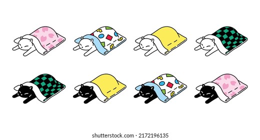 cat vector kitten calico icon blanket sleeping logo breed symbol character cartoon illustration doodle design isolated clip art