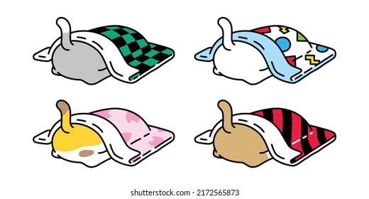 cat vector kitten calico icon blanket sleeping logo symbol breed cartoon character illustration doodle design isolated clip art