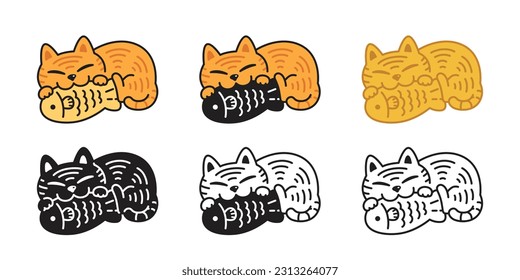 gatito gato ilustración de dibujos animados taiyaki pez