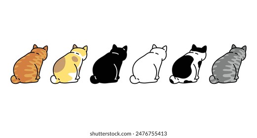 cat vector kitten calico neko sitting icon pet cartoon character colorful munchkin illustration symbol clip art isolated