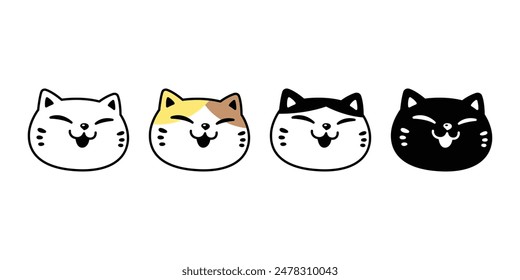 cat vector kitten calico neko bsmile face head icon pet cartoon character munchkin illustration symbol clip art isolated