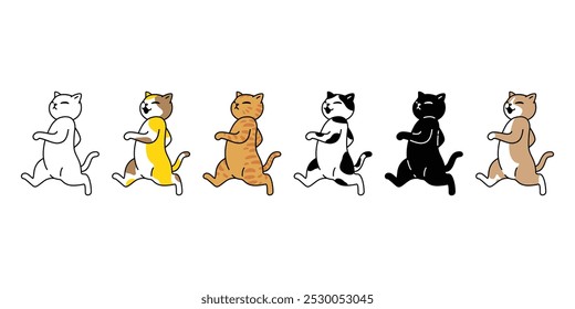 cat vector kitten calico running walking icon neko pet cartoon character munchkin illustration symbol clip art isolated