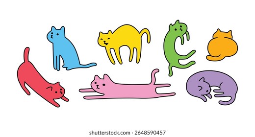 cat vector kitten colorful calico doodle icon cartoon character pet illustration animal symbol isolated design