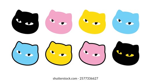 cat vector kitten face head icon cartoon character pet doodle pastel color symbol illustration clip art isolated design