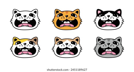 cat vector kitten face icon laughing calico neko pet cartoon character munchkin illustration symbol clip art isolated design