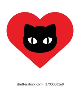 cat vector kitten heart icon valentine calico logo symbol cartoon character sign illustration doodle design