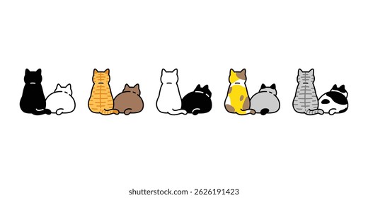 gato gatinho de volta personagem de desenhos animados animal de estimação doodle ilustração