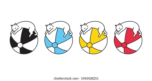 cat vector kitten icon ball calico logo sleeping pet beach sport cartoon character sport doodle symbol illustration design