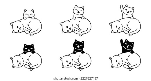 cat vector kitten icon calico sleeping character cartoon family kid logo stamp tattoo symbol doodle animal illustration isolated design
