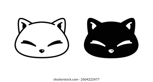 cat vector kitten icon face head cartoon character pet doodle illustration symbol isolated design