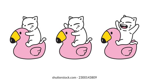 cat vector kitten icon flamingo inflatable swimming ring neko calico pet character cartoon symbol tattoo stamp scarf illustration isolated design