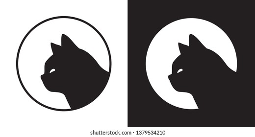 cat vector kitten icon logo silhouette head face cartoon character illustration black