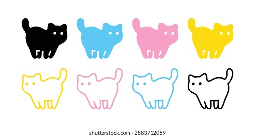 cat vector kitten icon munchkin calico cartoon character pet doodle pastel color symbol illustration isolated design clip art