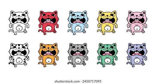 cat vector kitten running icon walking calico neko pet cartoon character munchkin illustration symbol clip art isolated design