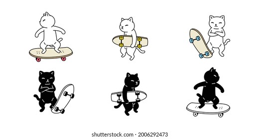 Katzenzeichen-Symbol Kätzchen Skateboard-Illustrationskartographie