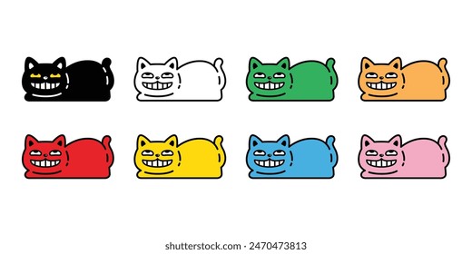 cat vector kitten smile face icon calico neko pet cartoon character colorful munchkin illustration symbol clip art isolated design