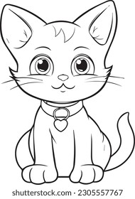 Cat: vector line art cartoon style for coloring pages