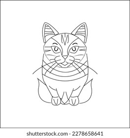 Cat vector line art coloring page