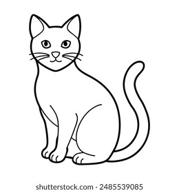 Cat vector line art illustration icon logo