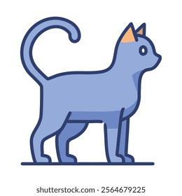 Cat vector line icon isolated on white background. Blue kitten symbol for infographic, website or app.