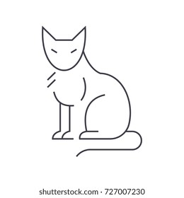 cat vector line icon, sign, illustration on background, editable strokes