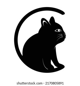 logotipo del vector del gato. logotipo de raza animal con concepto de letra c