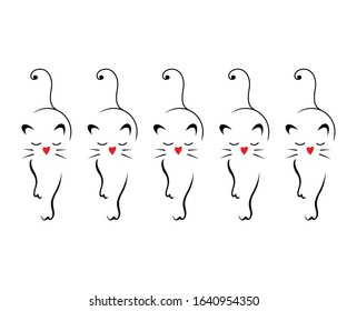 Cat vector logo black and red design for print commercial use