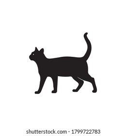 Cat vector logo design.Vector cat silhouette view side for retro logos, Isolated on white background