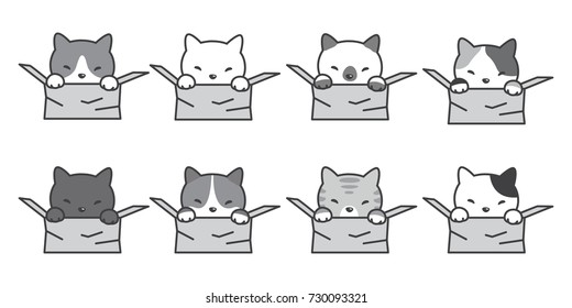 cat vector logo icon breed in the box kitten illustration cartoon doodle