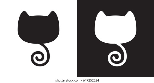 Cat vector logo icon head cat tail illustration character cartoon