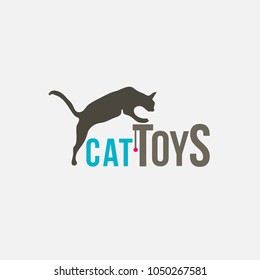 Cat vector logo. Pet shop emblem