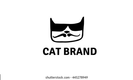 Cat vector logo template. 