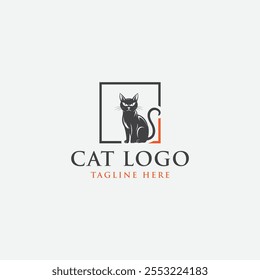 Design de modelo de logotipo de vetor Cat