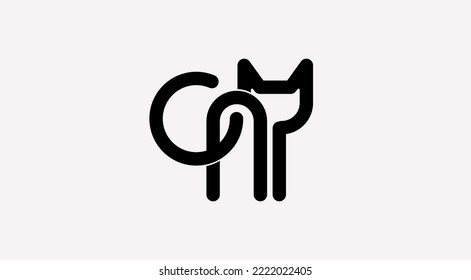 Pasos del logotipo del vector del gato. Logo del gato negro