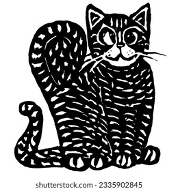 Cat Vector in Minimal Line Art