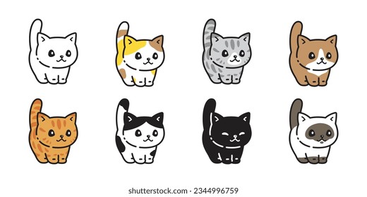 cat vector Munchkin kitten icon calico tiny neko pet breed doodle cartoon character symbol stamp tattoo scarf illustration isolated design