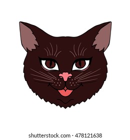 Cat vector on a white background. Object isolated illustration. Doodle style. Cloth design, wallpaper, wrapping, textiles, paper, cards, invitations, holiday, birthday, child. Color magic art. Eps10.